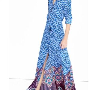 Express Blue Maxi Dress with Wrap and Slit